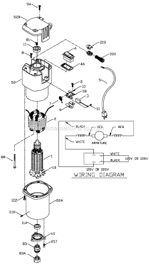 Page A Diagram and Parts List for 75362 Type 1 Porter Cable Router